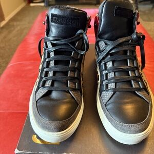 Roberto Cavalli Black High-Top luxury Sneakers size 43.5